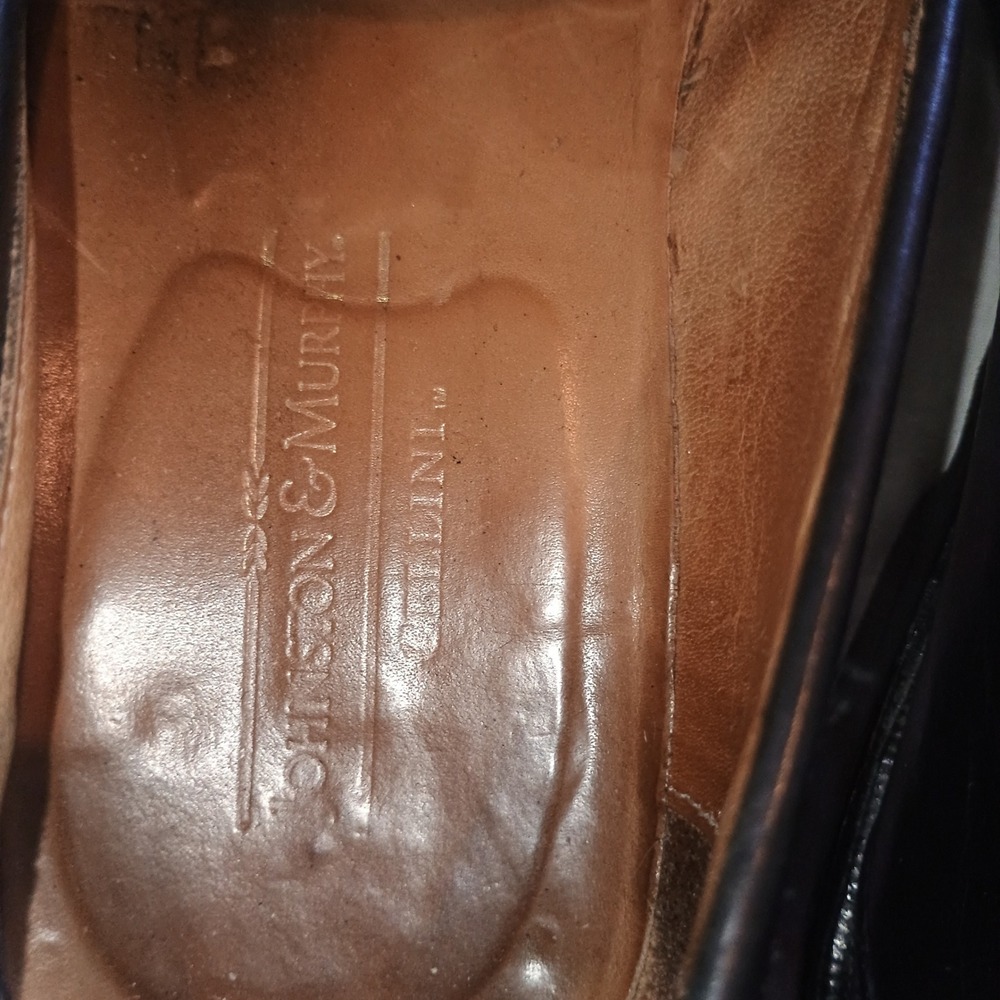 Vintage Johnston & Murphy Black Leather Bit Loafers Men's 9D Slip On w/ Dust Bag - Picture 6 of 16
